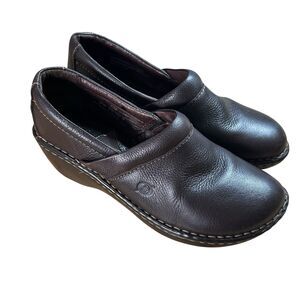 Børn Leather Boho Clogs Mules Women Sz 7 Brown Casual Comfy Nursing Artsy Work